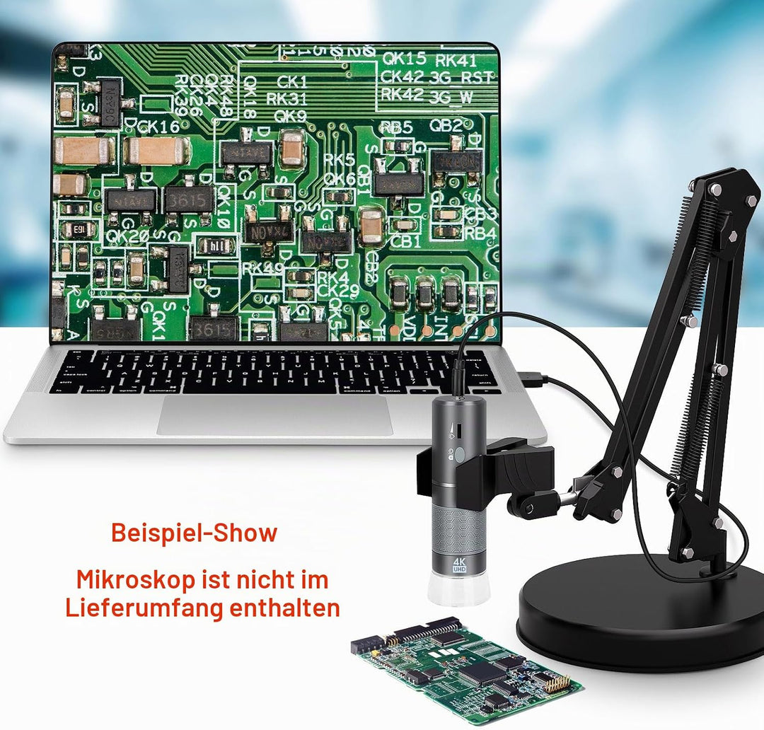 Max 53cm Einstellbarer Universalständer für Digitale Mikroskope – 360° drehbarer Arm, Tischklemme im