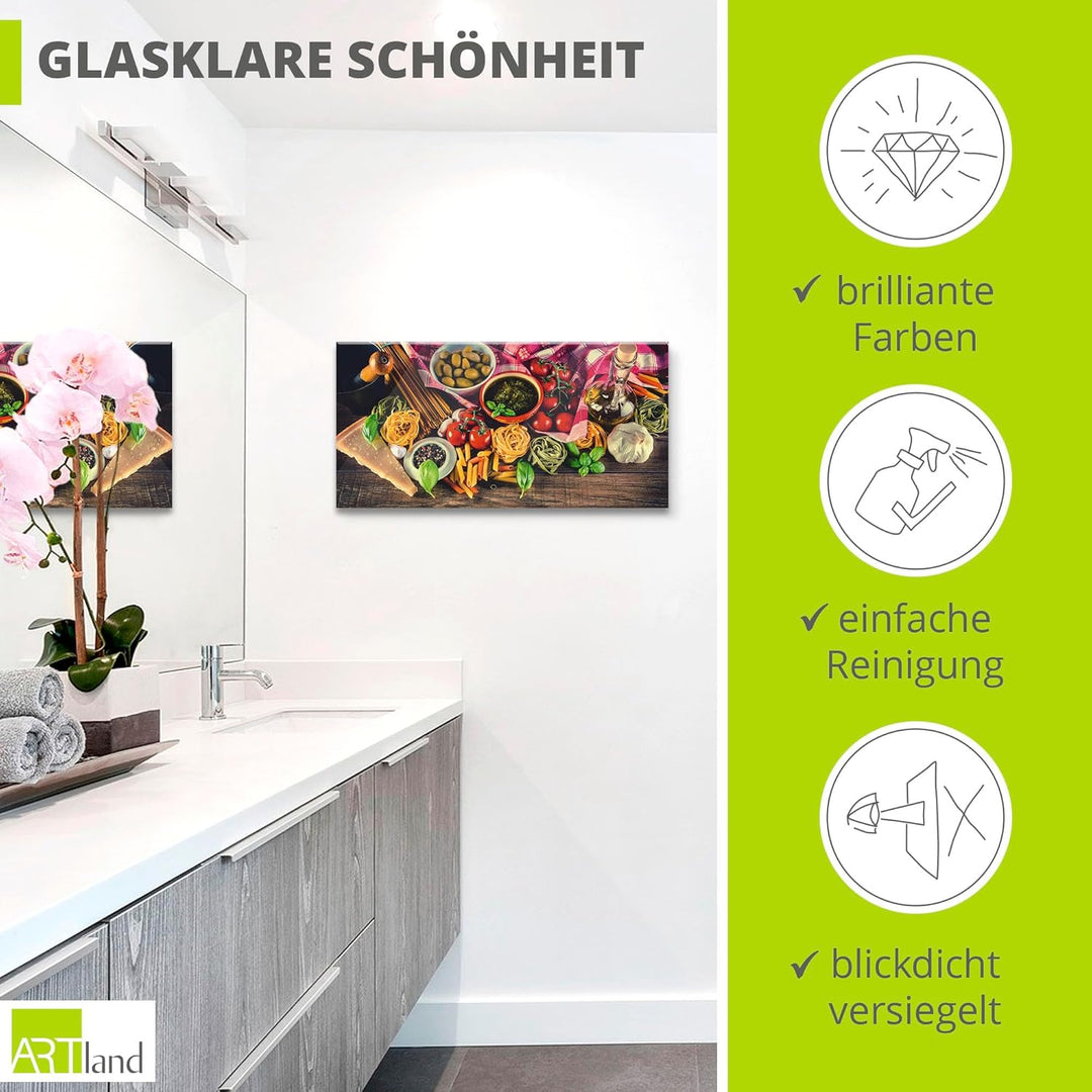 ARTland Glasbilder Wandbild Glas Bild einteilig 50x50 cm Quadratisch Toskana Italien Dolce Vita Esse