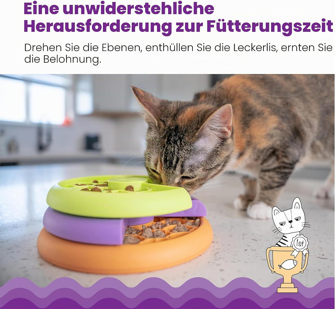 Catstages Nina Ottosson Lickin' Layers Antischlingnapf Katze & Leckerli-Spender - All-in-One Slow Fe