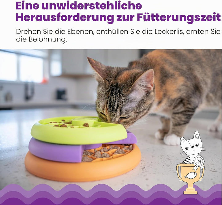 Catstages Nina Ottosson Lickin' Layers Antischlingnapf Katze & Leckerli-Spender - All-in-One Slow Fe
