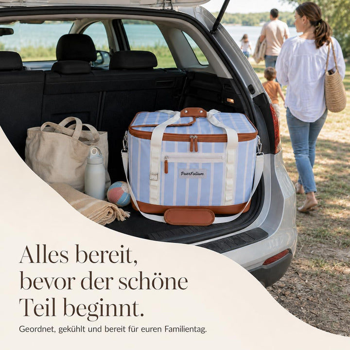 Kühltasche 45L Gross Faltbar XXL Wasserdicht Tragbar Mit Oberklappe Für Strand Camping Auto Picknick