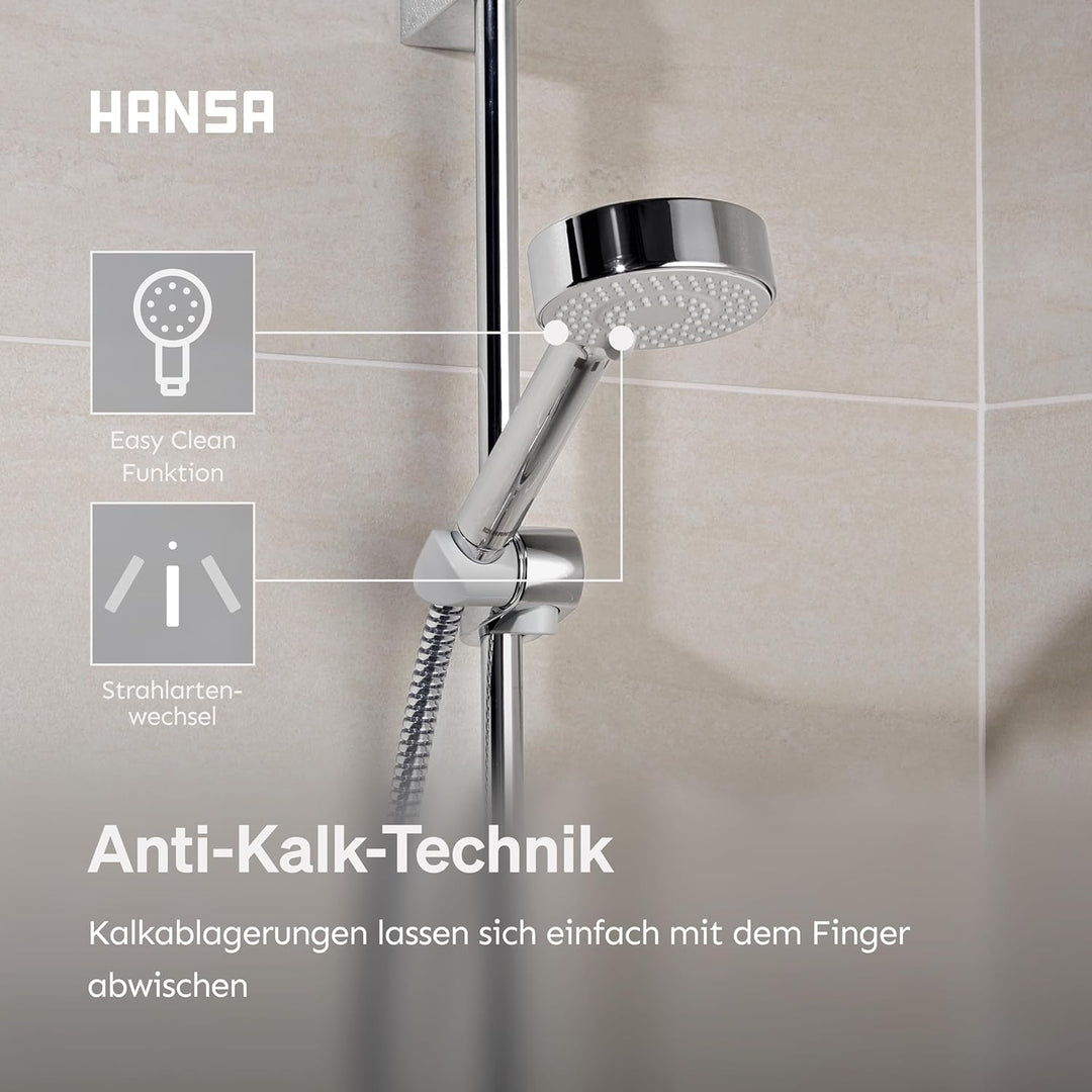 HANSA BASICJET Duschkopf mit 3 Strahlarten I Handbrause Dusche I Anti-Kalk Funktion I Brausekopf 95