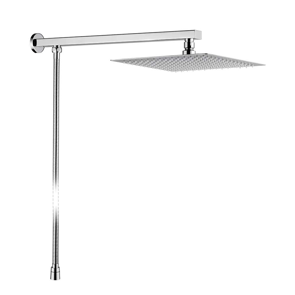 GRIFEMA, Kopfdusche Regendusche, Duschkopf Mit Duscharm und Brauseschlauch, Edelstahl, Chrom, G7007,