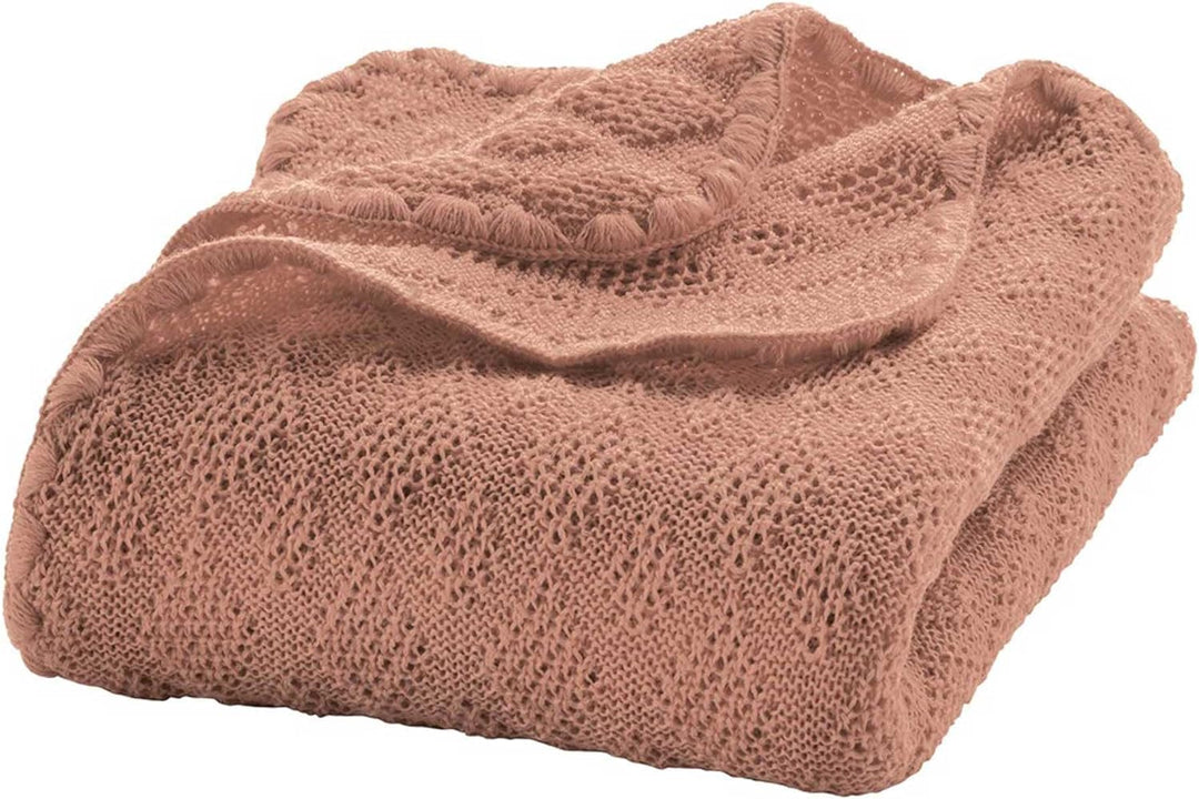 Disana WOLL-BABYDECKE, kuschelweiche Strickdecke im Ajourmuster | 100% Bio-Merinowolle GOTS | Newbor