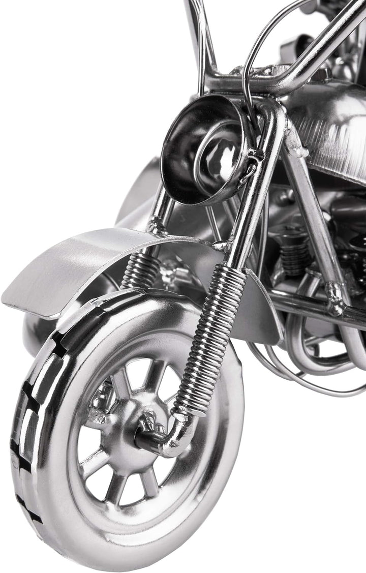 BRUBAKER Schraubenmännchen Motorrad mit Beiwagen - Handarbeit Eisenfigur Metallmännchen - 23 cm Meta