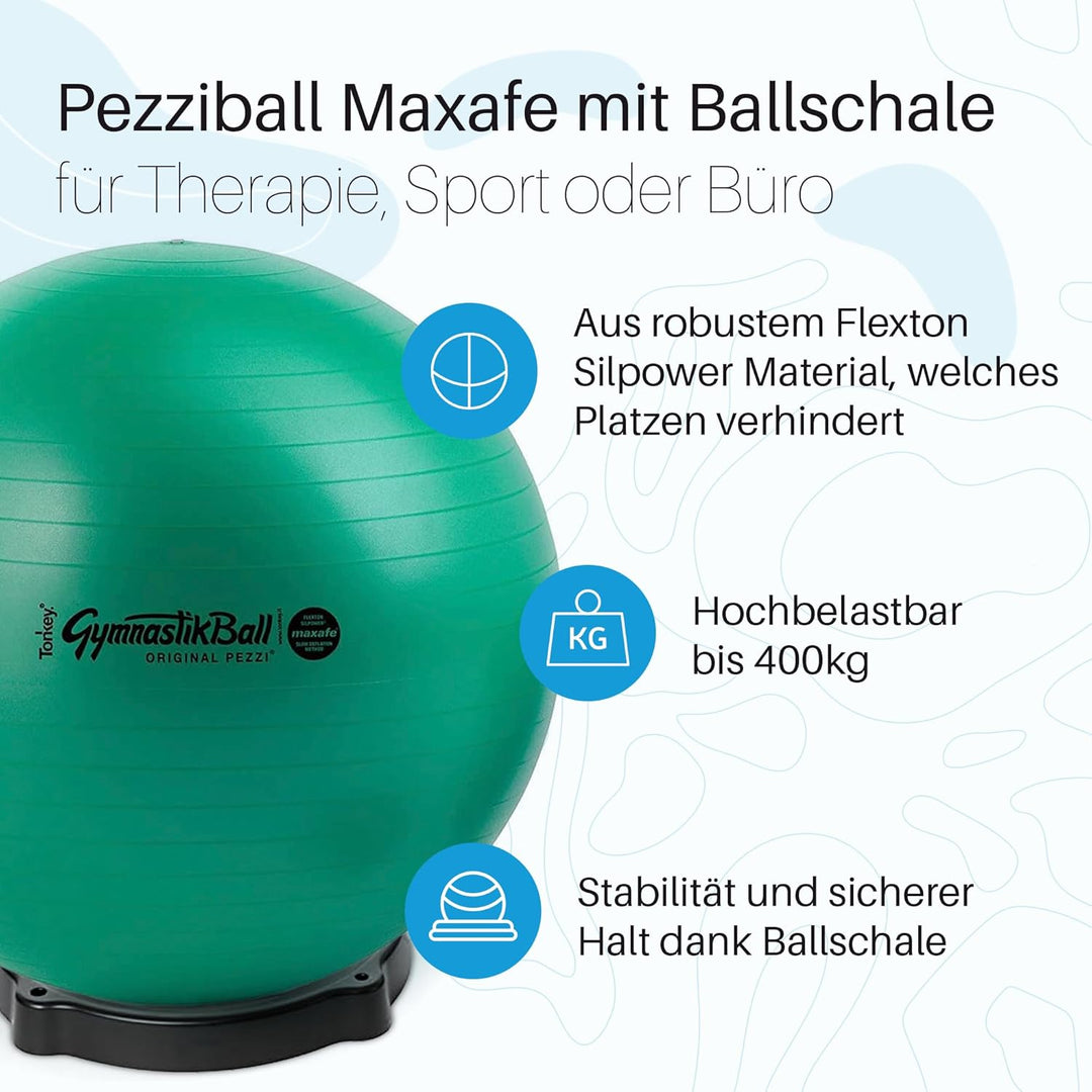 PEZZI Original Pezziball MAXAFE mit Ballschale Sitzball 65 cm Grün, 65 cm Grün