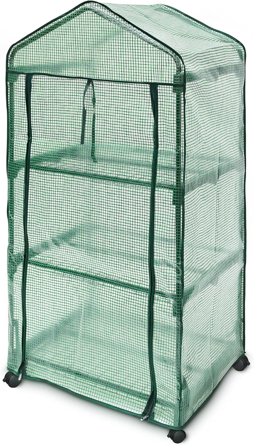 Relaxdays Gewächshaus auf Rollen 130 x 70 x 48 cm HxBxT, 3 Etagen Foliengewächshaus f. Balkon m. PE-