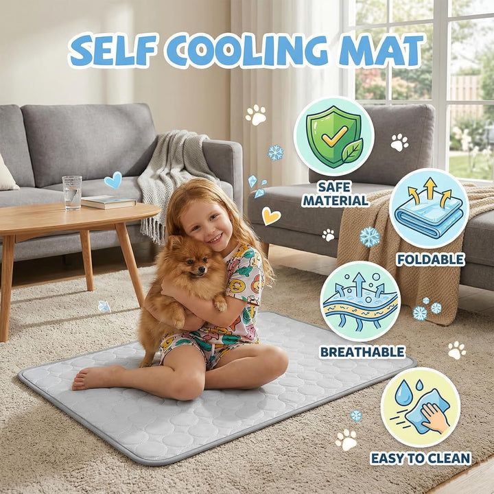 Qoosea Kühlmatte für Hunde Selbstkühlende Hundematte, Komfortabel Pet Cooling Mat Kühldecke Waschbar
