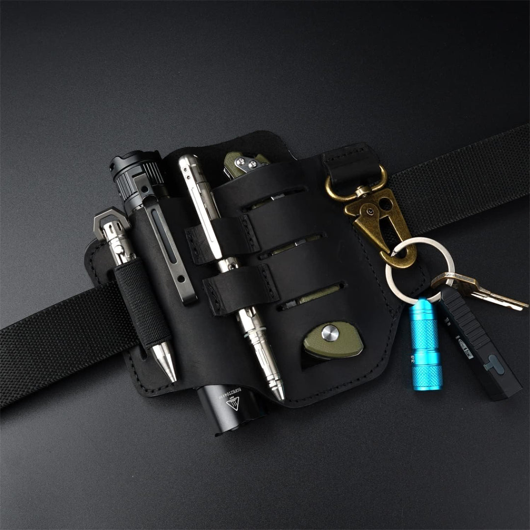 VIPERADE PJ16 Leder EDC Tasche Organizer Taktischer Multitool Halter mit Schlüsselbund Gürtelschlauf
