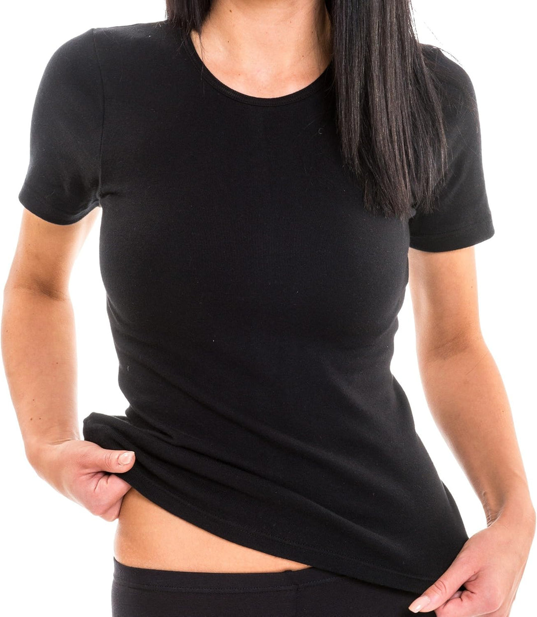 HERMKO 1800 3er Pack Damen Kurzarm Unterhemd aus 100% Bio-Baumwolle XL Schwarz, XL Schwarz