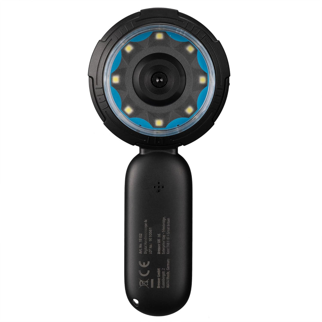Bresser Digitales Handmikroskop für Kinder & Eltern 10× optisch/bis 40× digital, 8 dimmbare LEDs, Fo