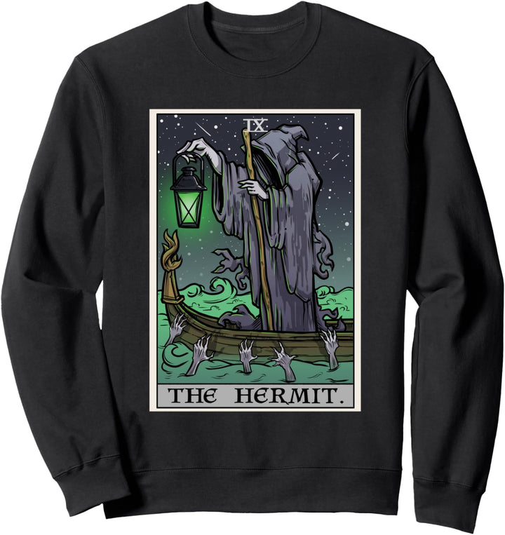 Tarotkarte für den Einsiedler, Gothic, Halloween, Sensenmann, Horror Sweatshirt