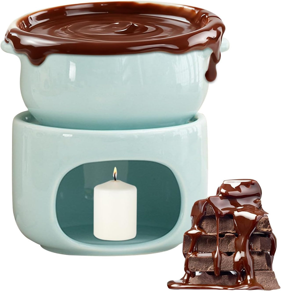 Schokoladen Fondue Becher,Keramischer Hitzebeständiger Wärmetopf | Fondue Becher Set Inklusive Gabel