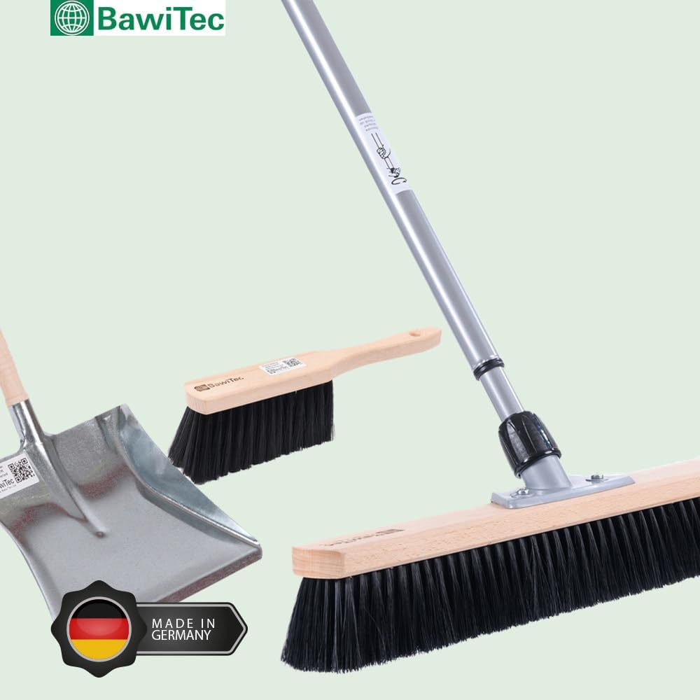 BawiTec Profi Kehrbesen Set Kehrset XL Besen 60cm Saalbesen #0715 inkl. Metall-Teleskopstiel verstel