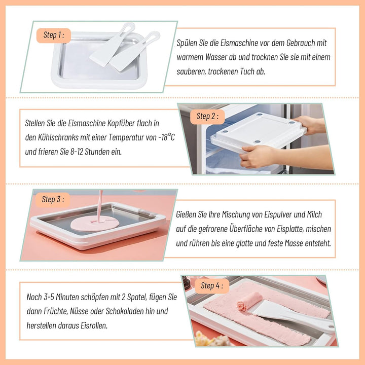 Eisplatte Eis Rolls zum Eis Machen DIY, Ice Cream Machine rolls maker mit 2 Spateln, Gelato Rollmasc