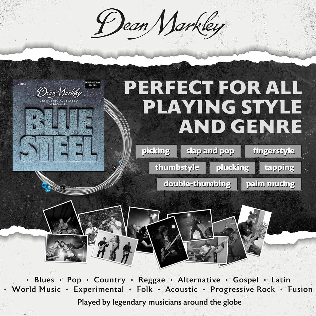 DEAN MARKLEY BLUE STEEL BASS GUITAR STRINGS NPS XMED 4STR 50-110 50-110 2675A - Blue Steel NPS Bass