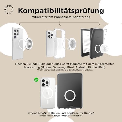 PopSockets: PopGrip Round für MagSafe - Inklusive Adapterring für MagSafe - Ausziehbarer Sockel und