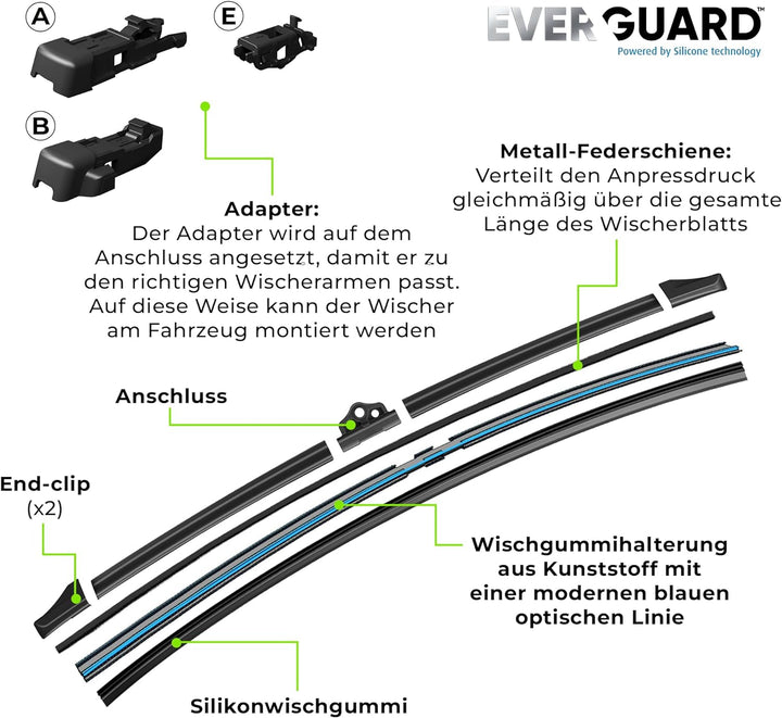 VALEO EVERGUARD - Premium - VSF70 - Silikon-Wischerblatt - 566013 - Länge: 700mm - Vorne (Beinhaltet