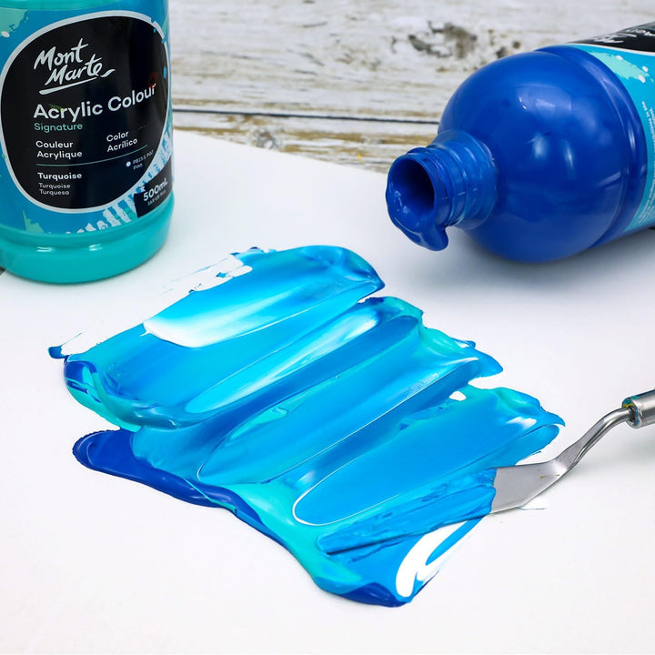 Mont Marte Signature Acrylfarben-Set, 500 ml, halbmattes Finish, 12 leuchtende Farben, geeignet für