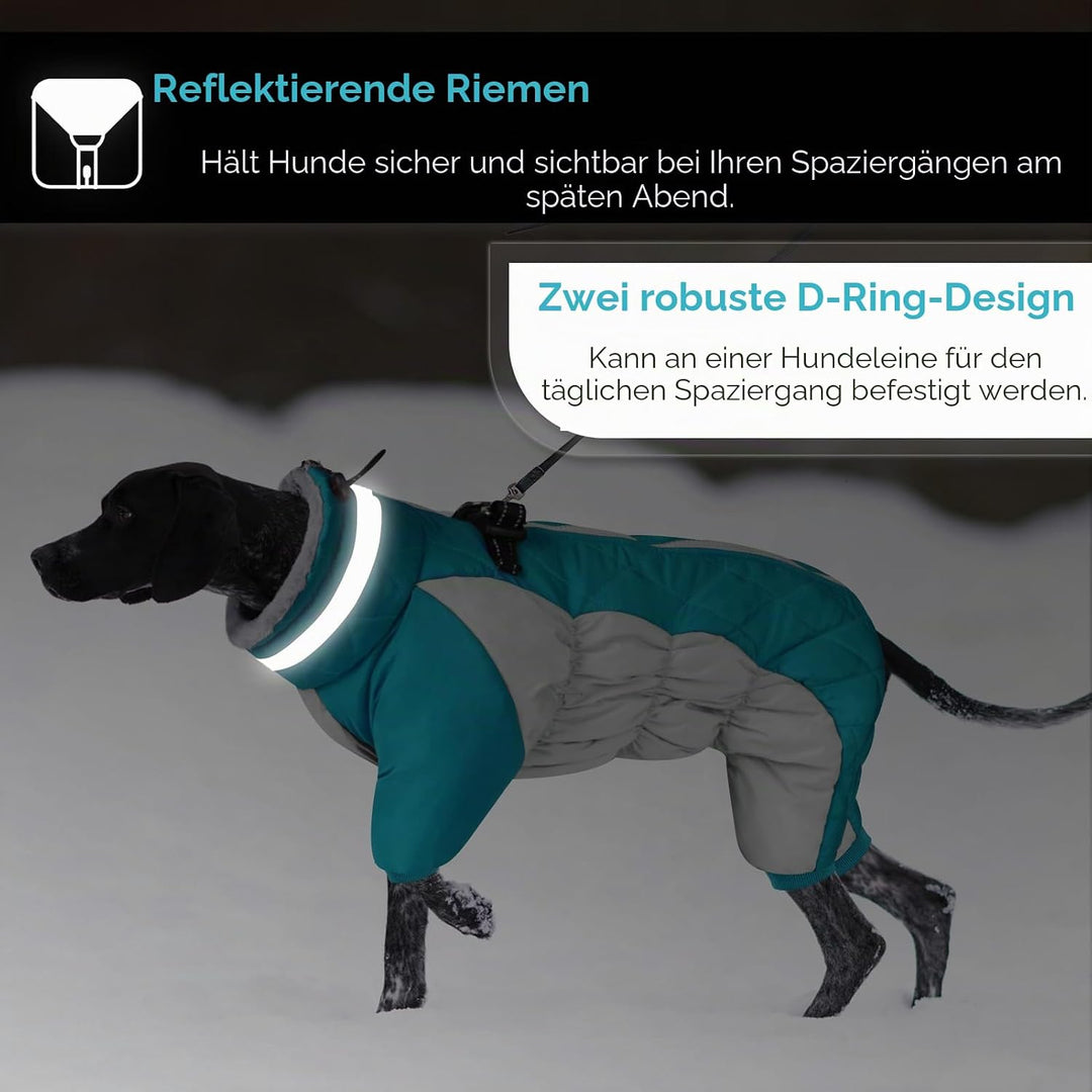 AOFITEE Hundemantel für Grosse Hunde Winter, Winteroverall für Hund Wasserdichter Hundejacke mit Bei