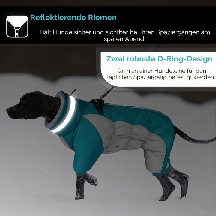 AOFITEE Hundemantel für Grosse Hunde Winter, Winteroverall für Hund Wasserdichter Hundejacke mit Bei
