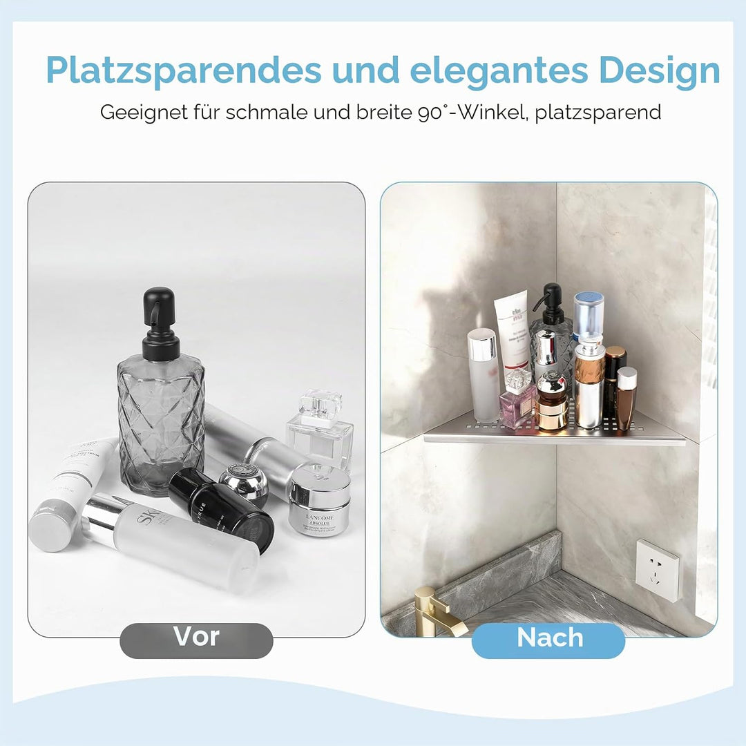 3 Stück Eck Duschregal Edelstahl 304 Eckregal Bad ohne Bohren Eckablage Duschablage mit Gitterdesign