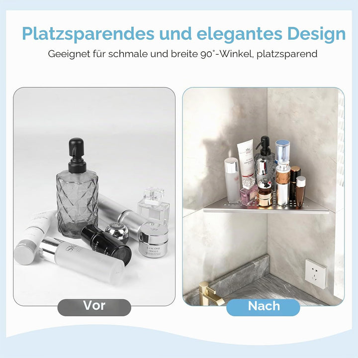 3 Stück Eck Duschregal Edelstahl 304 Eckregal Bad ohne Bohren Eckablage Duschablage mit Gitterdesign