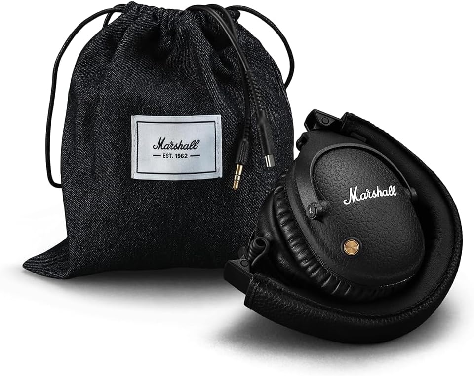 Marshall Monitor II Bluetooth Kopfhörer mit Active Noise Cancelling, 30 Stunden Spielzeit – Schwarz