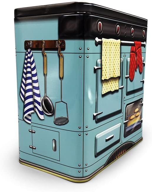 Blechdose in Retro-Stil Backofen blau, Keksdose, Aufbewahrung, ca. 18x10x22 cm Volumen: 2500 ml, Bac