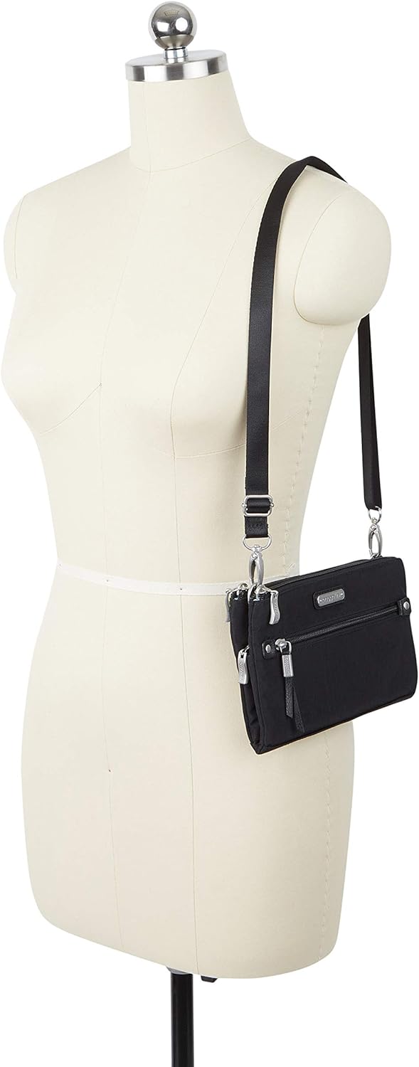 Baggallini Damen New Classic Small Crossbody Bag Subway Umhängetasche klein, Einheitsgrösse Schwarz,
