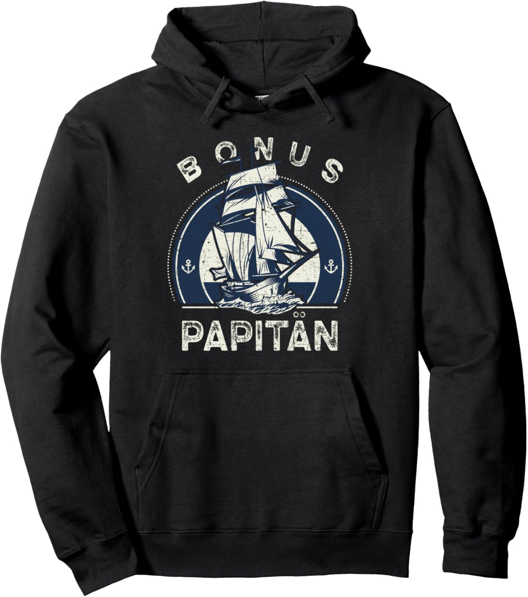 Bonus Papa Seemann, Segelschiff, Nautische Bonus Papitän Pullover Hoodie