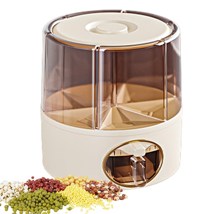 Generisch Rotating Rice Bucket, Click Output Food Dispenser, Adorable 6 Grid Rotatings Rice Storage