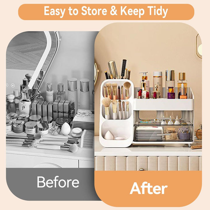 Afeeler Make Up Kosmetik Organizer mit Schubladen, Pinsel Organizer, Multifunktion Schminktisch Orga