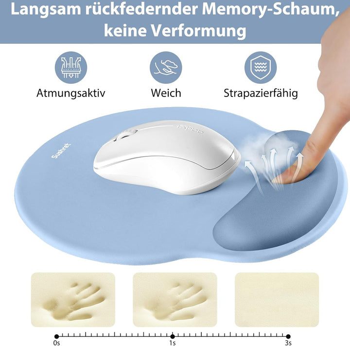 Sushret Mauspad & Tastatur Handballenauflage, 3-in-1 Ergonomisches Gel Memory Foam Handballenauflage