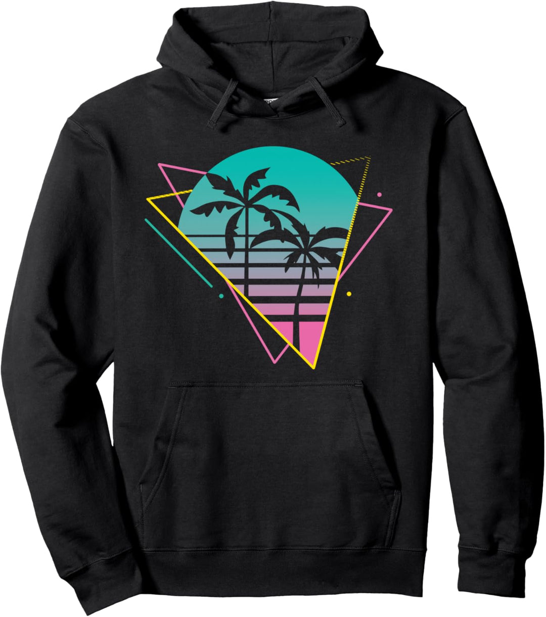 Vaporwave 80s 90s Retro Design - Retrowave Palm Trees Pullover Hoodie