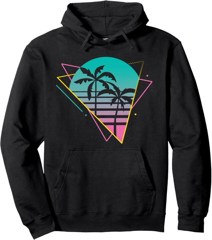 Vaporwave 80s 90s Retro Design - Retrowave Palm Trees Pullover Hoodie