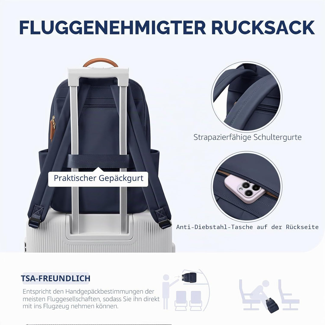 Rucksack Damen, Grosser Laptop Rucksack 14 Zoll Schulrucksack Laptoptasche mit Anti Diebstahl Backpa