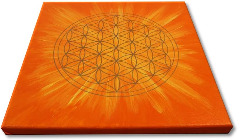 Wandbild Blume des Lebens in Gold "Sonne" - Grösse 50cm x 50cm - Handgemalt mit Acrylfarbe auf Leinw