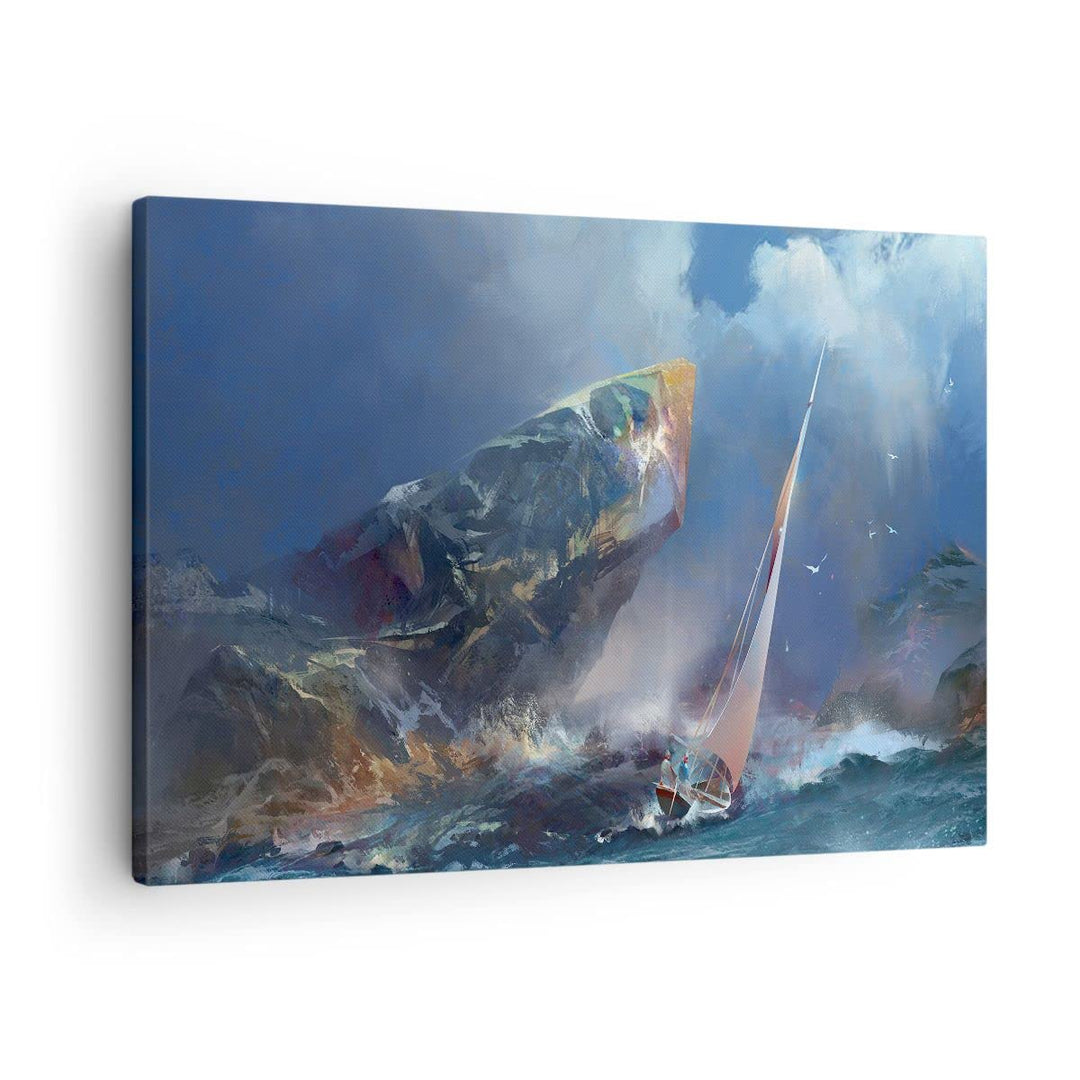Bilder auf Leinwand Meer Segelboot Leinwandbild mit Rahmen 70x50cm Wandbilder Dekoration Wohnzimmer