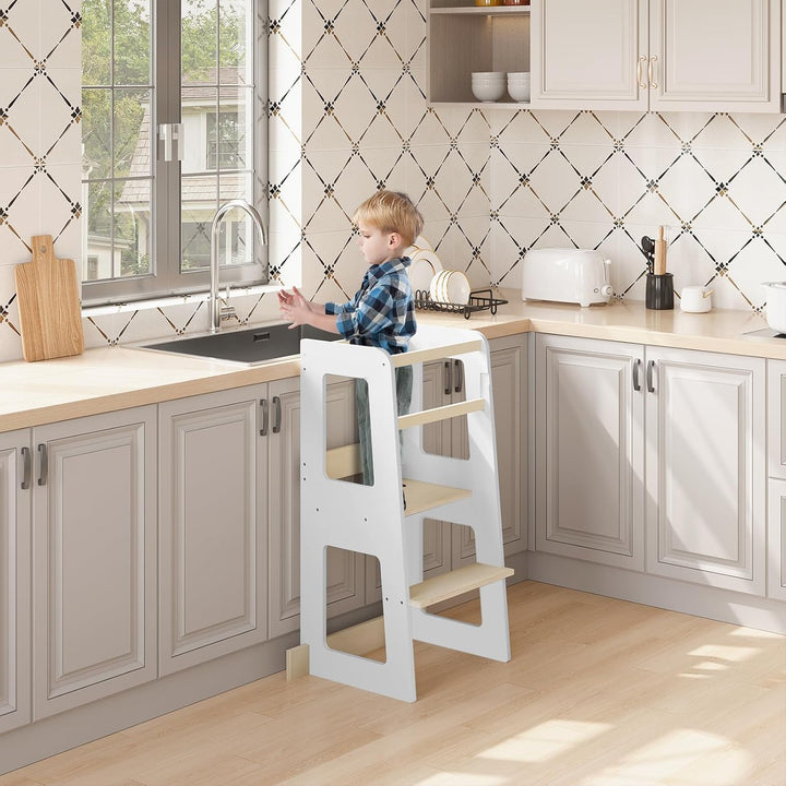 WOLTU Lernturm für Kinder ab 1 Jahr, mit Rausfallschutz, Montessori Learning Tower, Entdeckerturm Kü