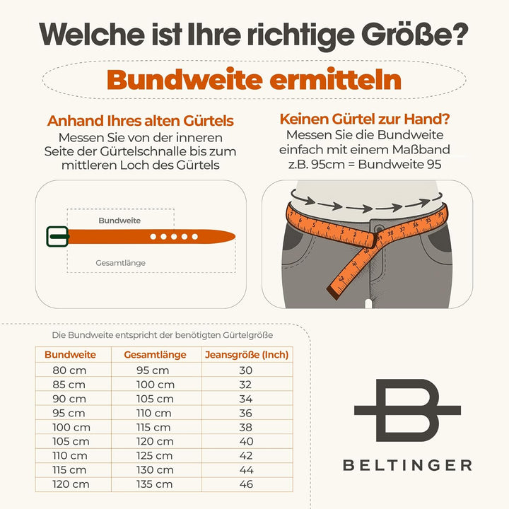 BELTINGER Hochwertiger Anzuggürtel aus Vollrindleder 3,0 cm | Bombierter Ledergürtel Herren 30mm | B
