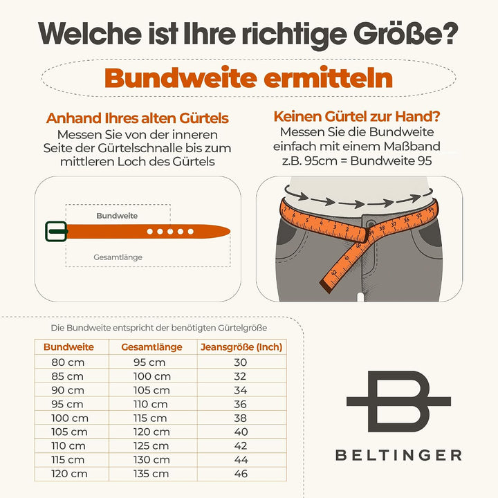 BELTINGER Hochwertiger Anzuggürtel aus Vollrindleder 3,0 cm | Bombierter Ledergürtel Herren 30mm | B