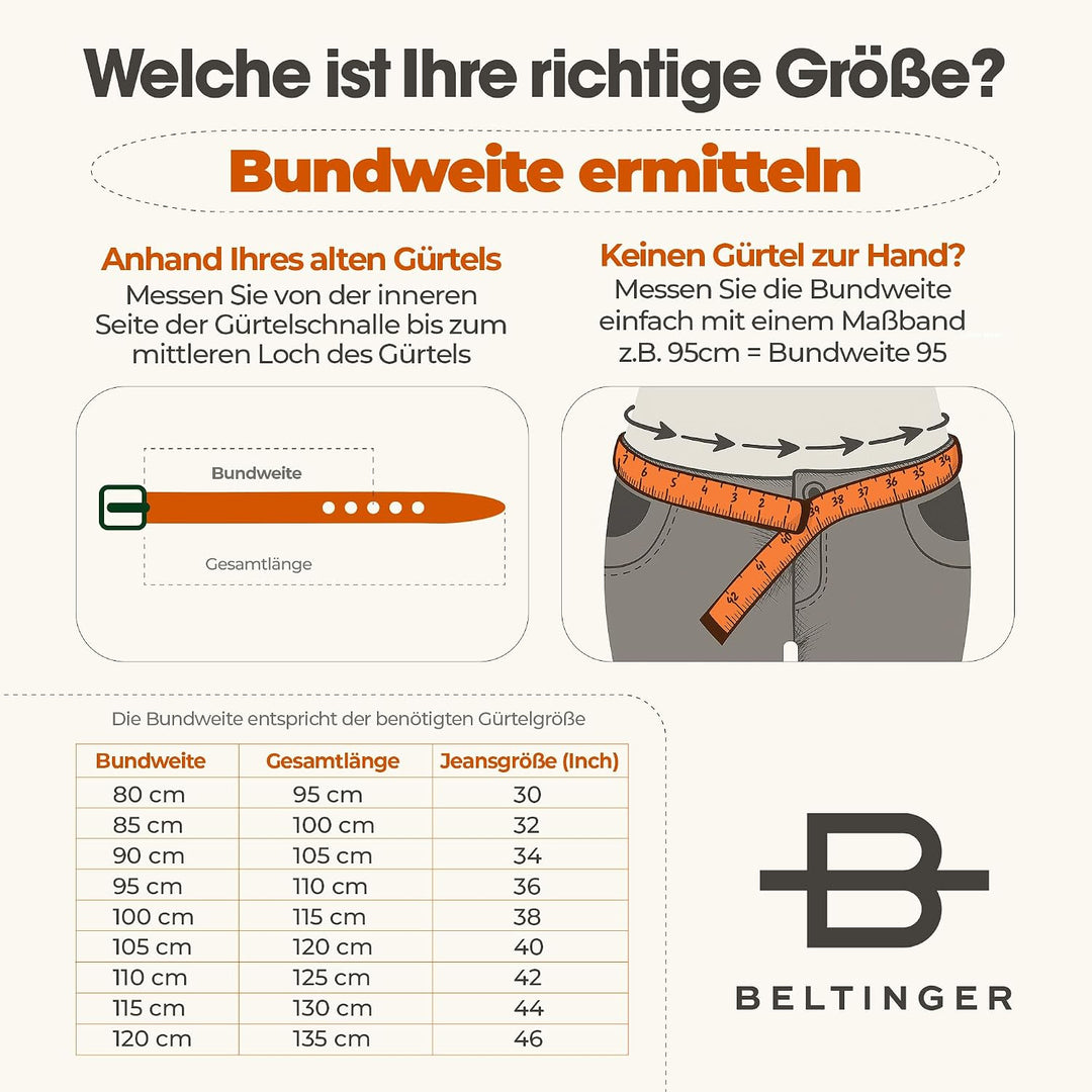 BELTINGER Hochwertiger Anzuggürtel aus Vollrindleder 3,0 cm | Bombierter Ledergürtel Herren 30mm | B
