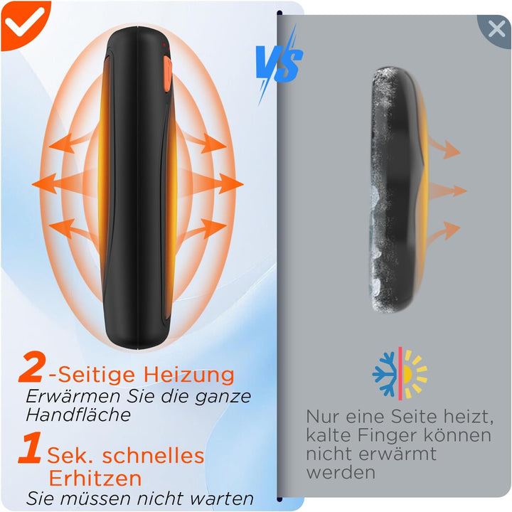 Lepwings Handwärmer Elektrisch 2er-Pack mit Ladecase, 14.000 mAh, Wiederverwendbare Taschenwärmer, B
