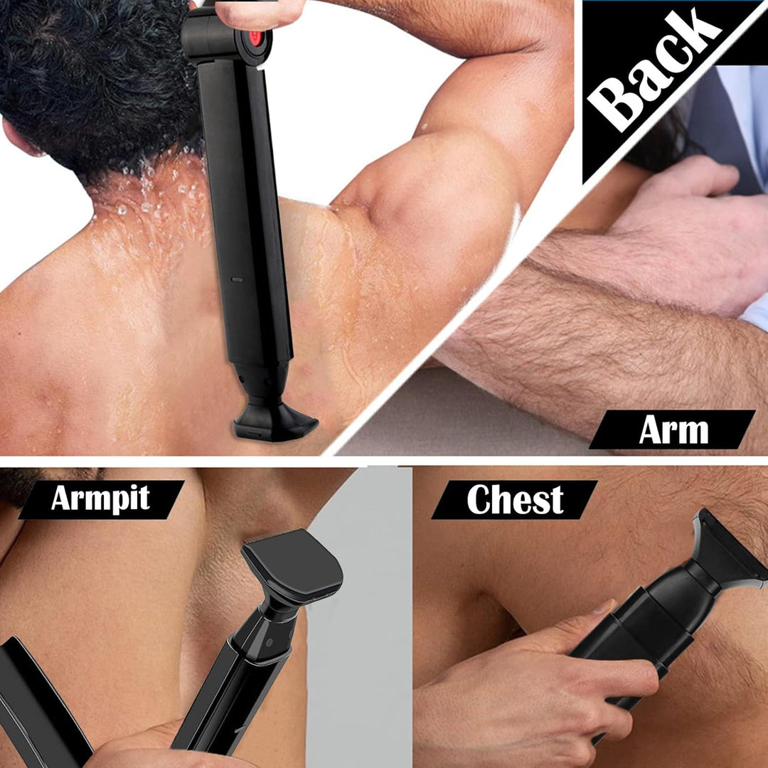 Rückenhaarrasierer, Rückenrasierer Herren mit 2 Scherkopf Faltbar Rücken Rasierer Mann Rückenhaare E