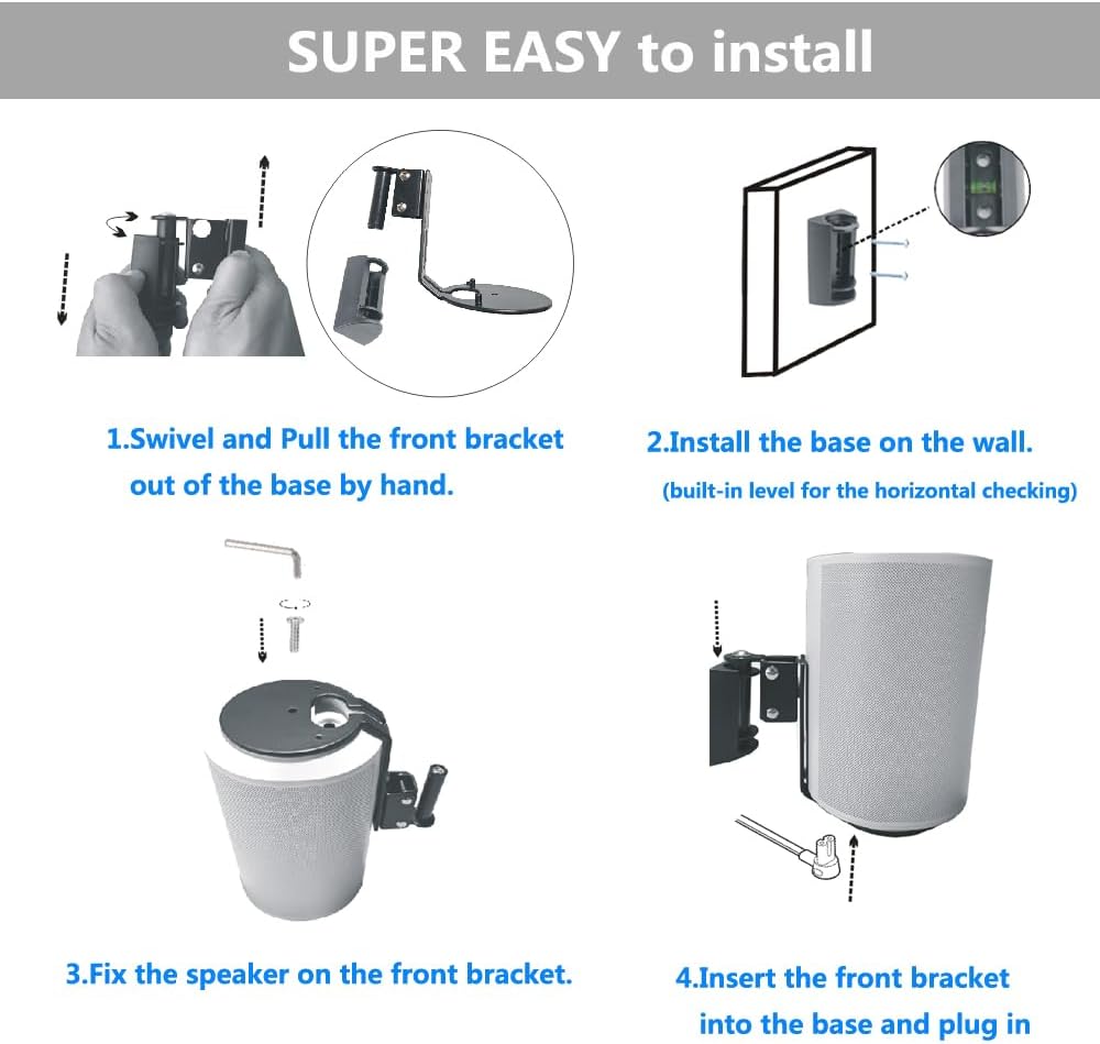 EMAQUIN Wandhalterung für Sonos Era 100 Lautsprecher (Schwenkbar und neigbar,kompatibel mit Sonos Er