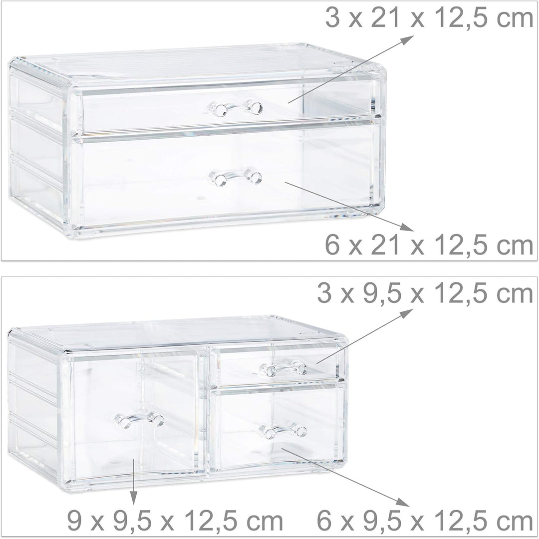 Relaxdays Make Up Organizer mit 21 Fächern, Kosmetik Tower für Lippenstift, Nagellack, Acryl Make Up