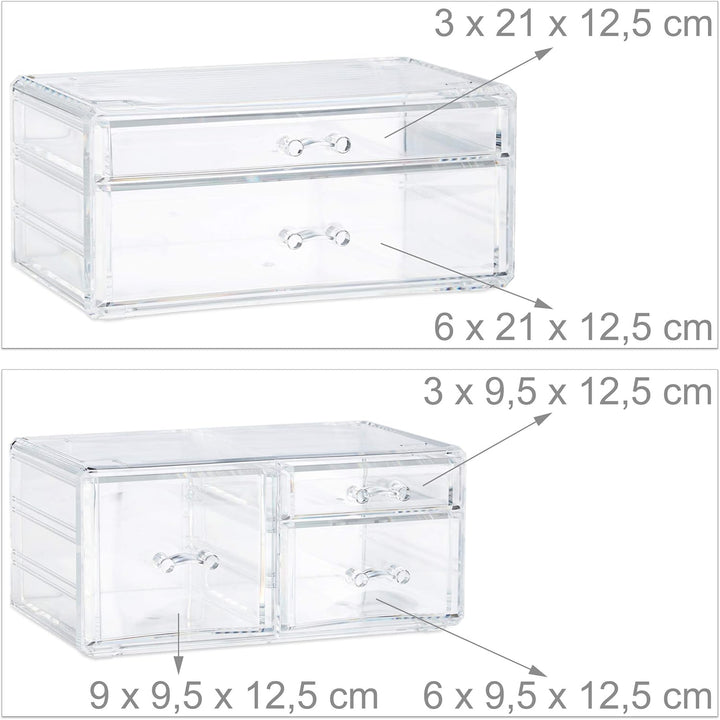 Relaxdays Make Up Organizer mit 21 Fächern, Kosmetik Tower für Lippenstift, Nagellack, Acryl Make Up
