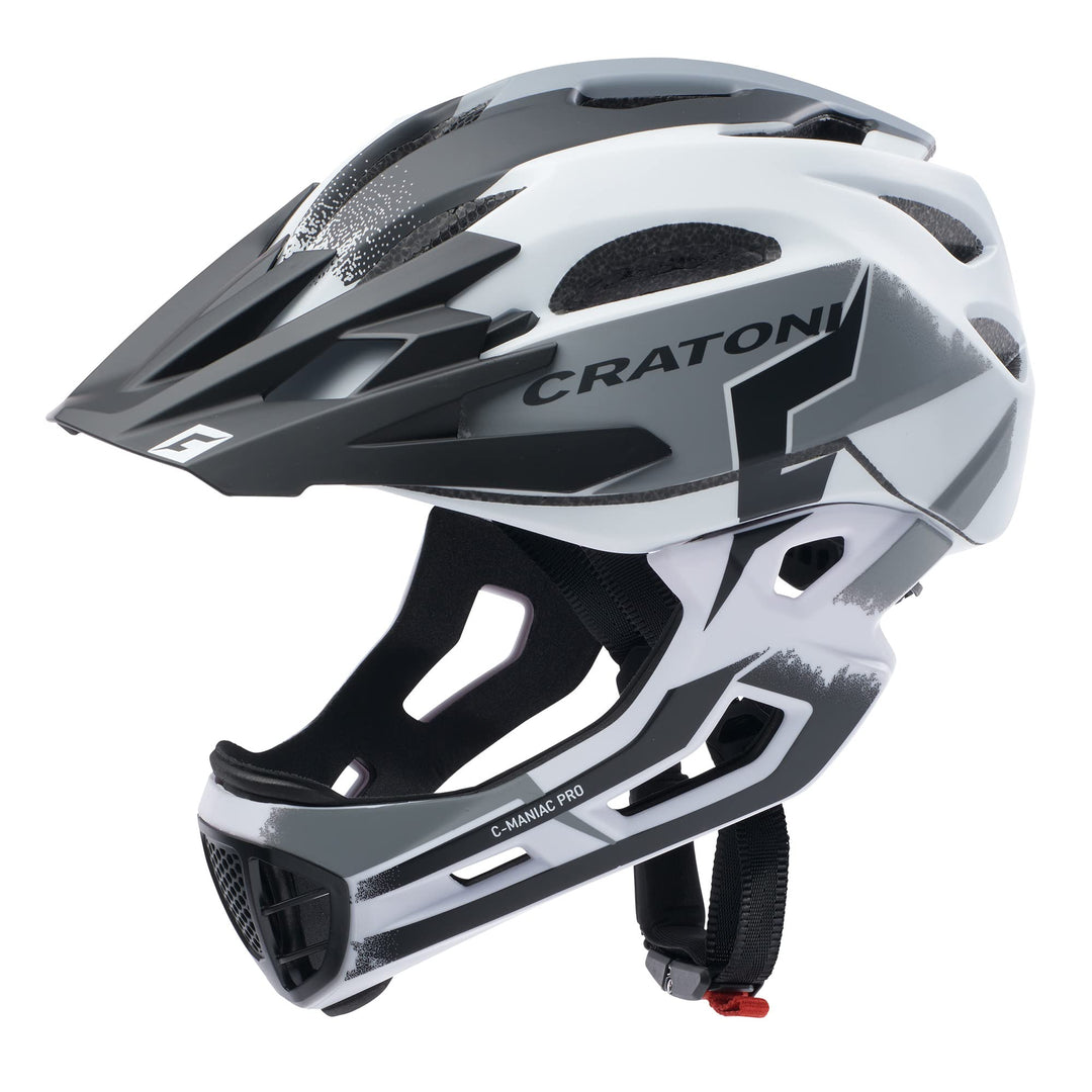 Cratoni C-Maniac Pro Fahrradhelm Downhill BMX Fullfacehelm Kinnbügel Mountainbikehelm Weiss/Schwarz
