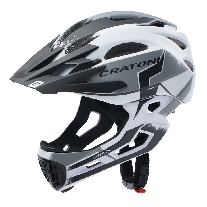 Cratoni C-Maniac Pro Fahrradhelm Downhill BMX Fullfacehelm Kinnbügel Mountainbikehelm Weiss/Schwarz